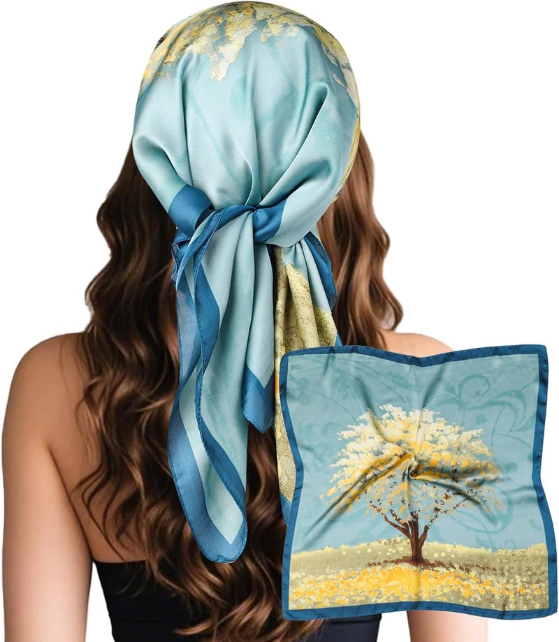 Sumolux Head Hair Scarf for Women Like Satin Silk Scarf Bandana Hair Wrapping Night Large Square Scarves 27.5" - Image 1